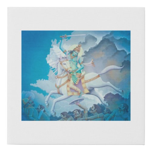 Kalki _ the tenth and final avatar of God Vishnu Faux Canvas Print