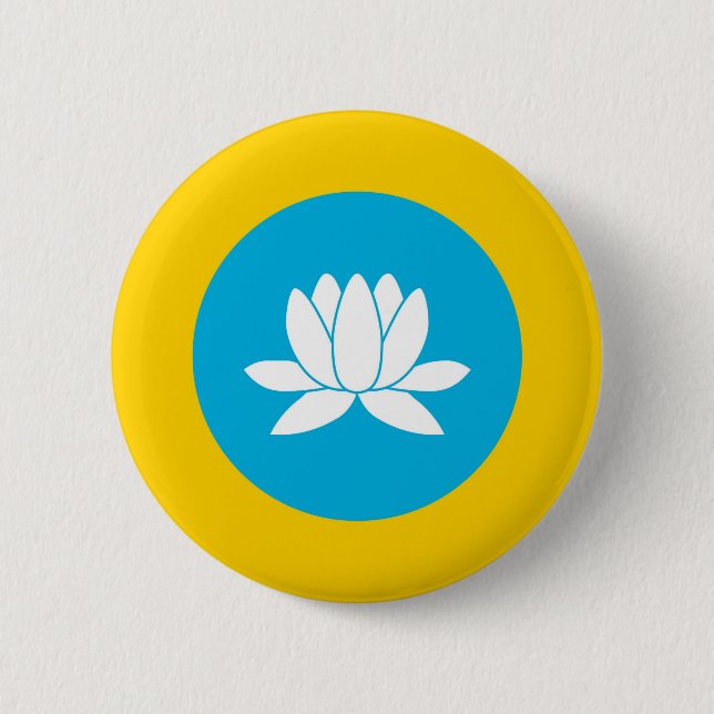 kalmykia flag russia country republic region pinback button (Front)