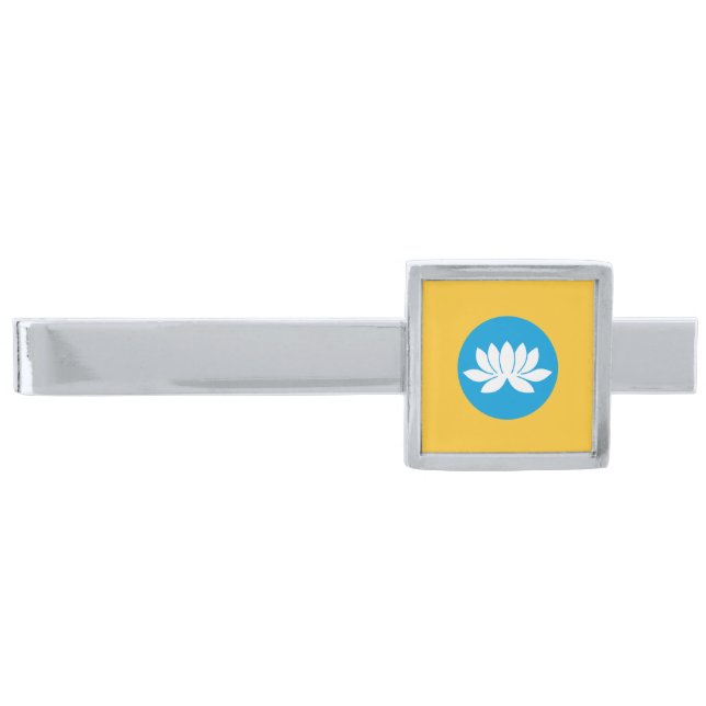 Kalmykia Flag Silver Finish Tie Bar (Front)
