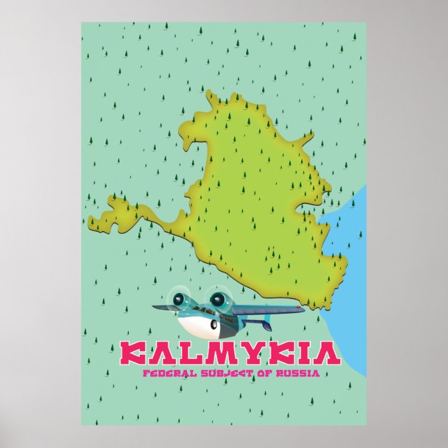 Kalmykia Russia map Poster (Front)