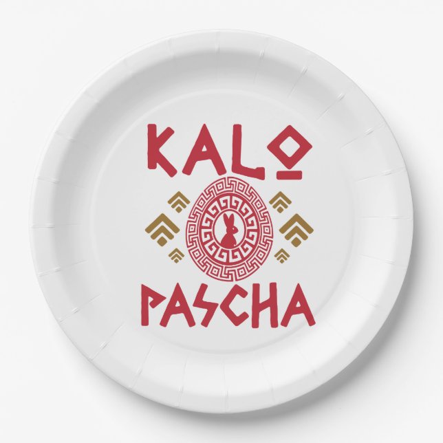 Kalo Pascha Greek Easter Paper Plates (Front)