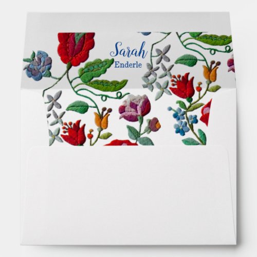 Kalocsa Embroidery Diagonal Pre_Addressed Envelope