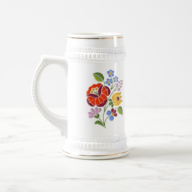 Kalocsa Embroidery - Hungarian Folk Art Beer Stein (Left)