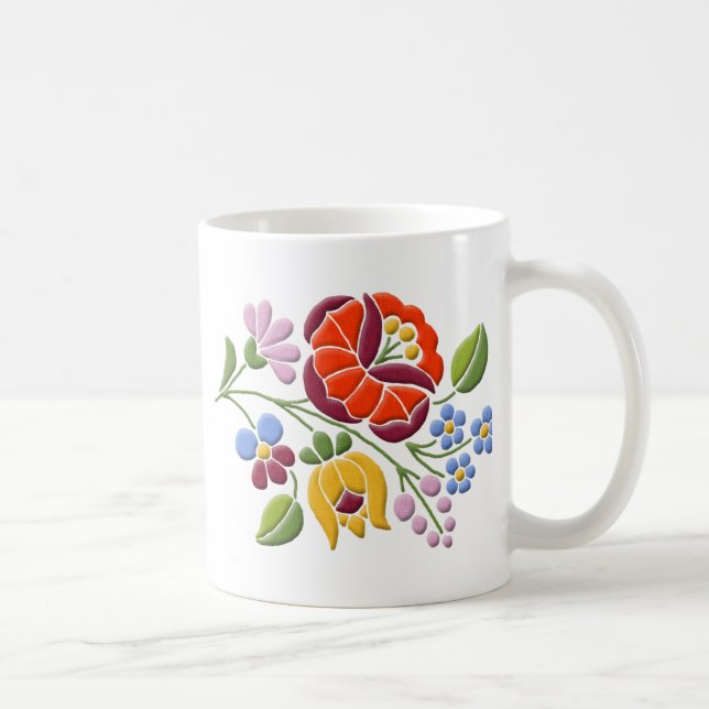 Kalocsa Embroidery - Hungarian Folk Art Coffee Mug (Right)