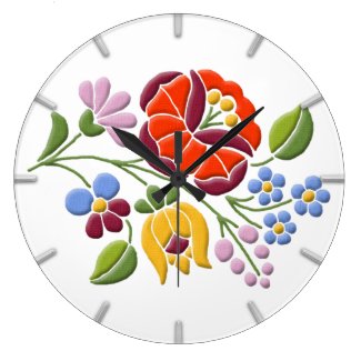 Kalocsa Embroidery - Hungarian Folk Art Large Clock