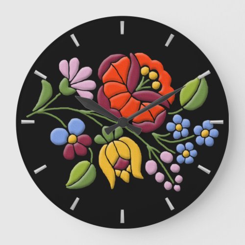 Kalocsa Embroidery _ Hungarian Folk Art Large Clock