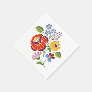 Kalocsa Embroidery - Hungarian Folk Art motif Napkins