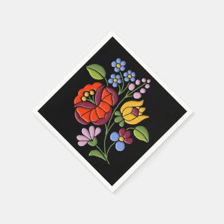 Kalocsa Embroidery - Hungarian Folk Art motif Paper Napkin