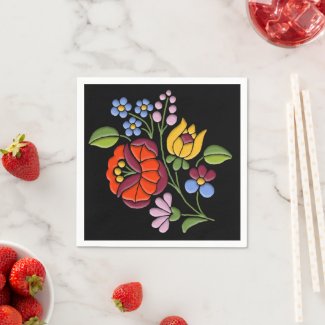 Kalocsa Embroidery - Hungarian Folk Art motif Paper Napkins