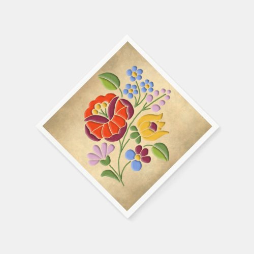 Kalocsa Embroidery _ Hungarian Folk Art motif Paper Napkins