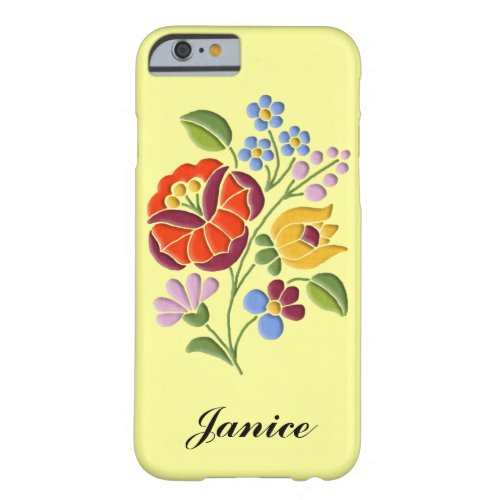 Kalocsa Embroidery _ Hungarian Folk Art on yellow Barely There iPhone 6 Case