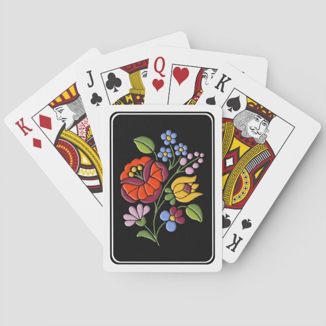 Kalocsa Embroidery - Hungarian Folk Art Poker Cards (Back)