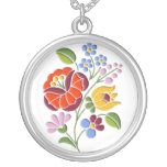 Kalocsa Embroidery - Hungarian Folk Art Silver Plated Necklace at Zazzle