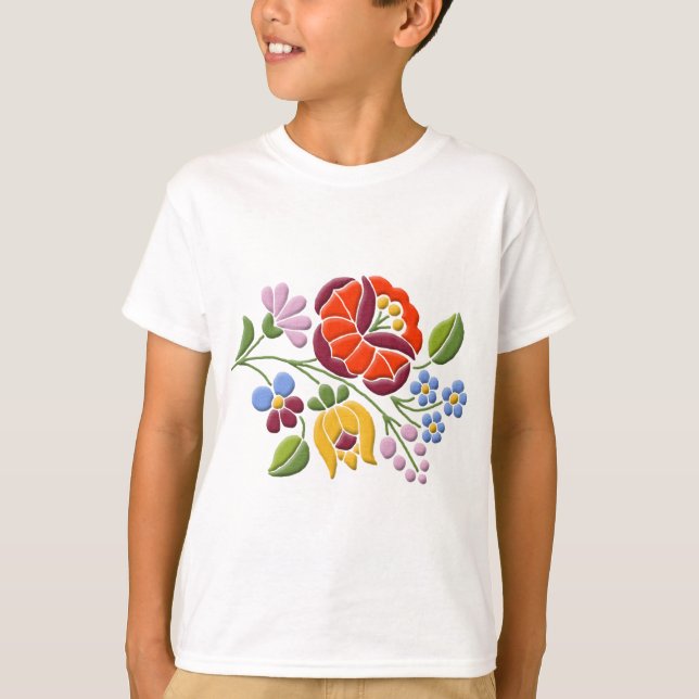 Kalocsa Embroidery - Hungarian Folk Art T-Shirt (Front)