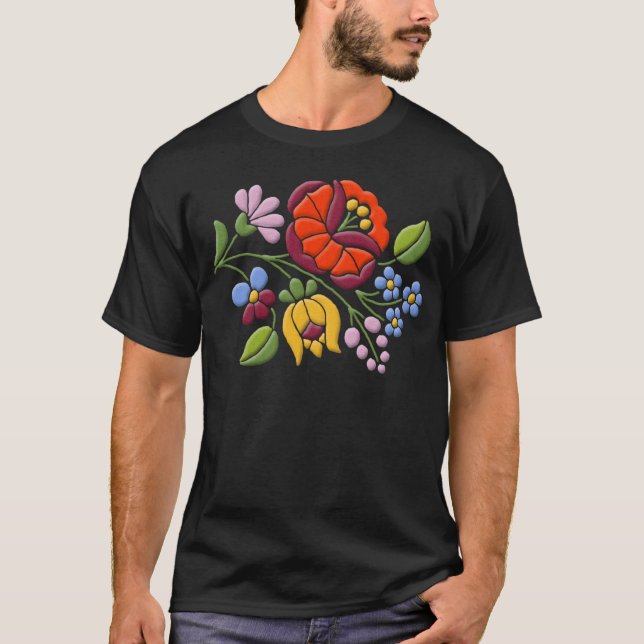 Kalocsa Embroidery - Hungarian Folk Art T-Shirt (Front)