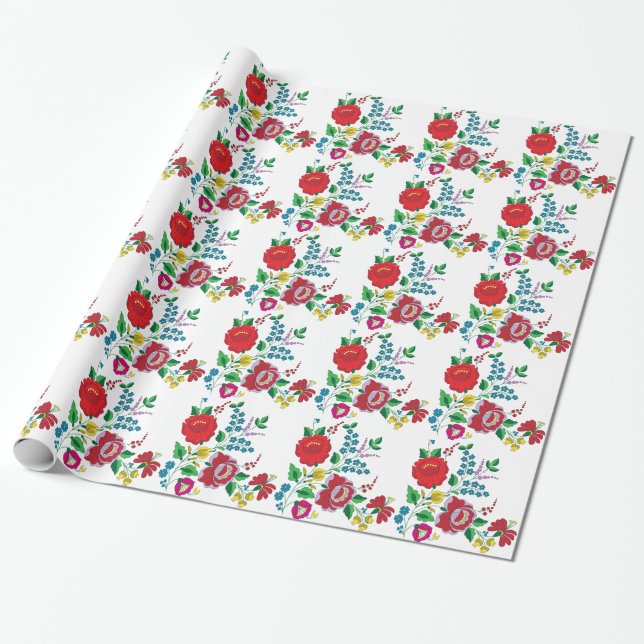 Kalocsa Embroidery Wrapping Paper (Unrolled)