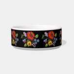 Kalocsa - Hungarian Folk Art pet bowl black<br><div class="desc">Authentic embroidery design from Hungary. The art of Kalocsa Embroidery was born in the second half of the 19th century. Originally the needlework was only white and the embroidery patterns were merely made up by holes. At the end of the 19th century, the art of Kalocsa embroidery went through creative...</div>