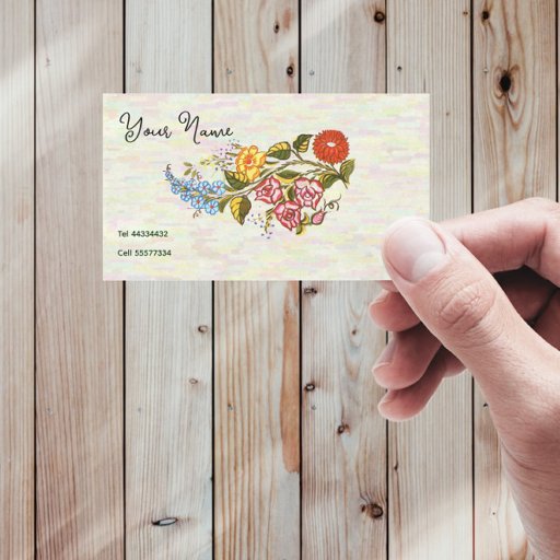 Customizable kalocsai floral motifs in light base business card template