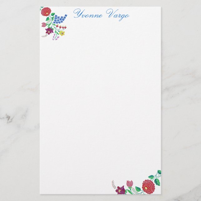 Kalocsai Flower Stem Stationery (Front)