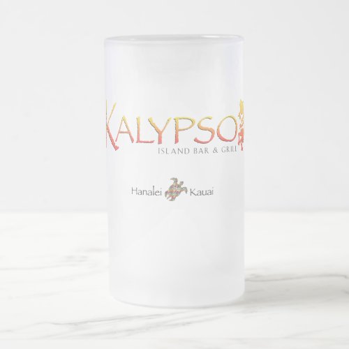 Kalypso Colorful Logo With Rainbow Sea Turtle Frosted Glass Beer Mug