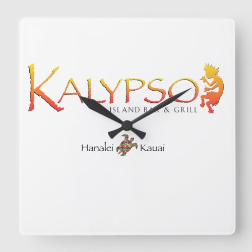 Kalypso Colorful Logo With Rainbow Sea Turtle Square Wall Clock