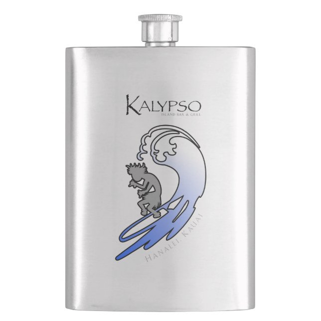 Kalypso Kane Surfing in Blue Flask (Front)
