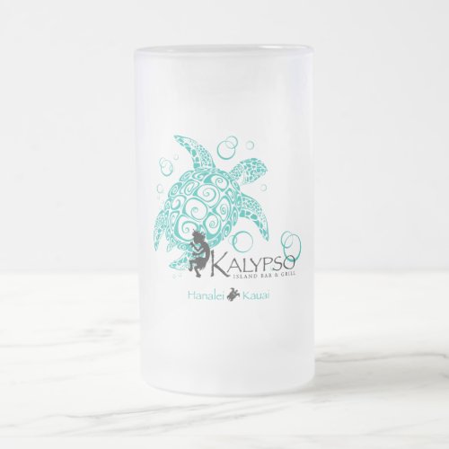 Kalypso Sea Turtle Frosted Glass Beer Mug