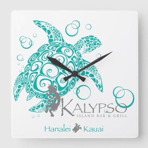 Kalypso Sea Turtle Square Wall Clock
