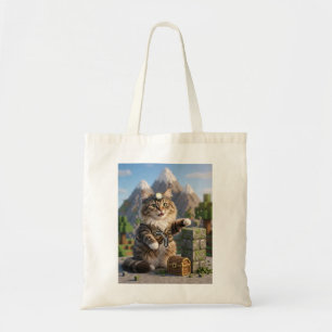 KAM KAM The Voxel Explorer Realistic Gamer Cat Art Tote Bag
