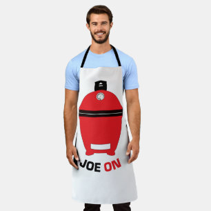 Kamado 'Joe ON' Red BBQ Grilling Low and Slow T-Sh Apron