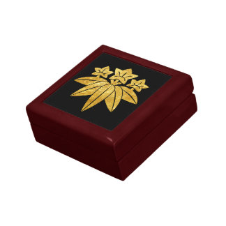 Kamakura Minamoto Mon Japanese clan faux gold Gift Box
