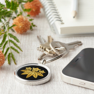 Kamakura Minamoto Mon Japanese Clan Faux Gold Keychain