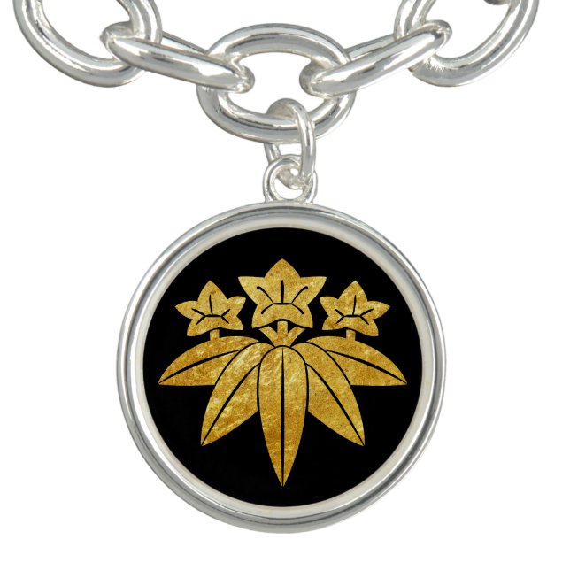 Kamakura Minamoto Mon Japanese clan in faux gold Bracelet (Design)