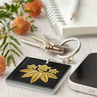 Kamakura Minamoto Mon Japanese clan in faux gold Keychain