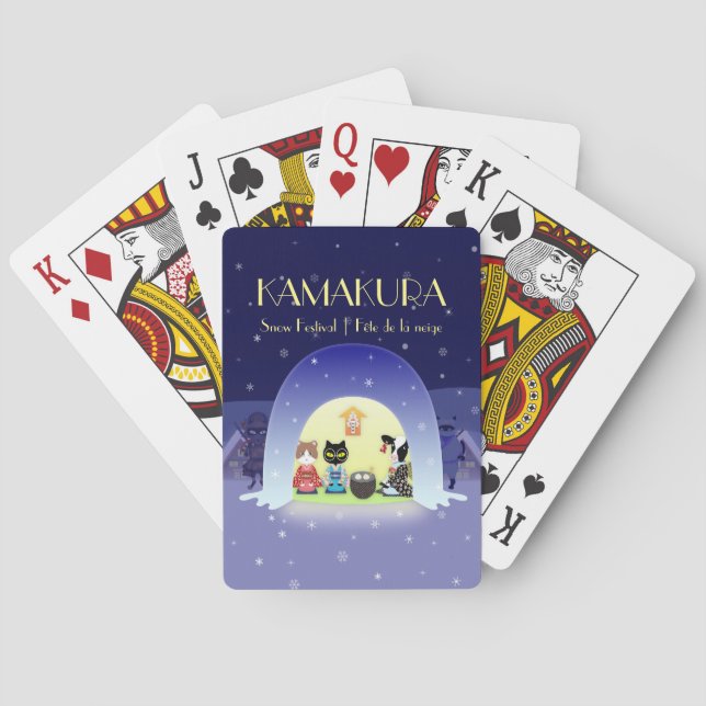 Kamakura Snow Globe: Japan Winter Tradition Poker Cards (Back)