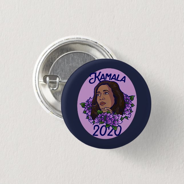 Kamala 2020 Floral Purple Violet Art Button (Front & Back)