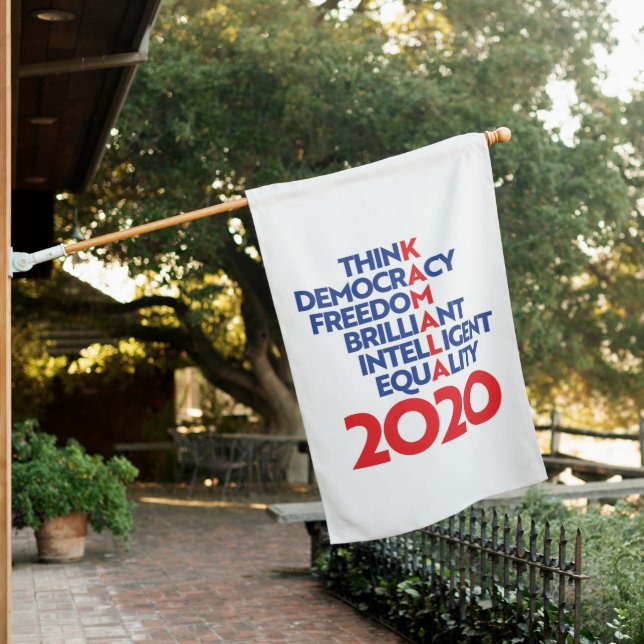 Kamala 2020 - Think Democracy Freedom Brilliant House Flag (In SItu)