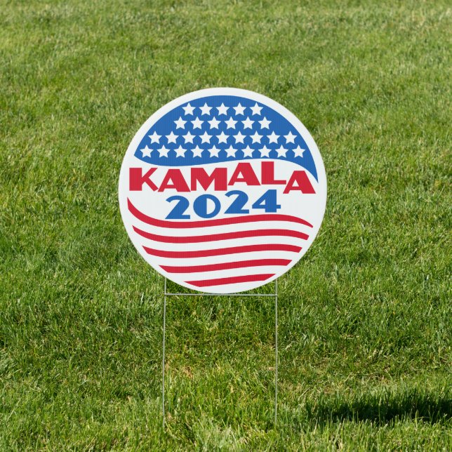 Kamala 2024 For President Patriotic Circle Sign (Insitu)