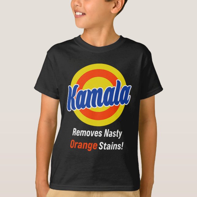 Kamala 2024 Removes Nasty Orange Stains Vote Harri T-Shirt (Front)