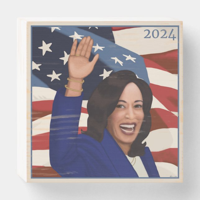 Kamala 2024 wooden box sign (Front Horizontal)
