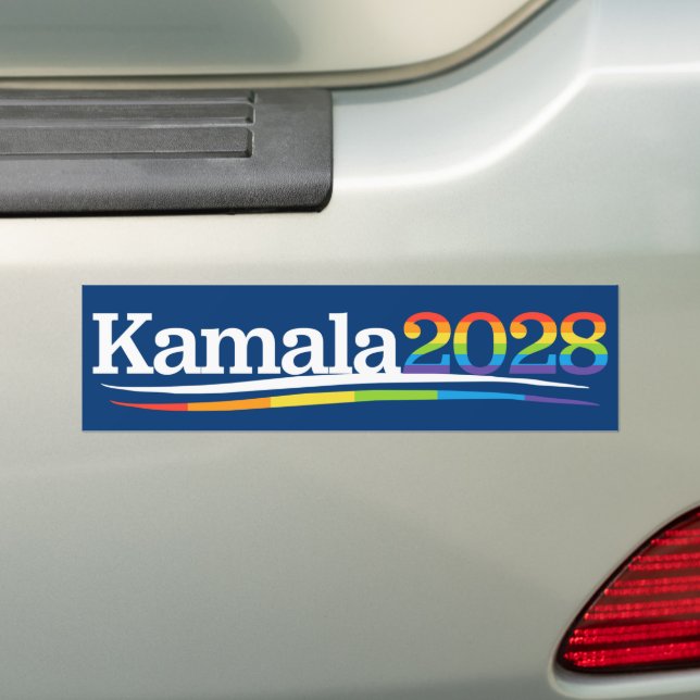 Kamala 2028 LGBT Bumper Sticker (On Car)