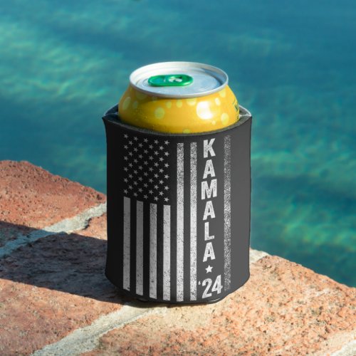 Kamala American Flag President Election USA Can Cooler