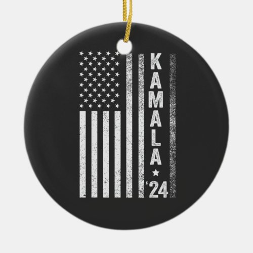 Kamala American Flag President Election USA Ceramic Ornament