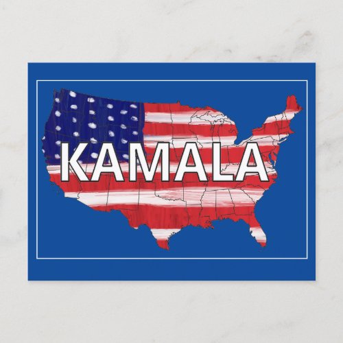 Kamala  And USA In Flag Colors Postcard