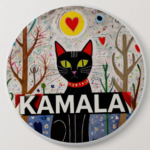 Kamala Black Cat heart Kamala Button