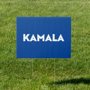 Kamala blue and white modern bold typography sign