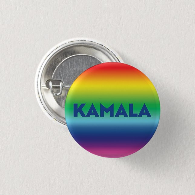Kamala blue modern rainbow gradient lgbt gay pride button (Front & Back)