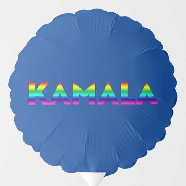 Kamala blue rainbow typography lgbt gay pride balloon (Front)