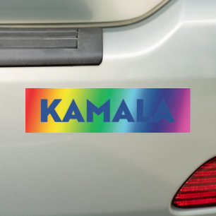 Kamala blue typography gradient rainbow lgbt bumper sticker