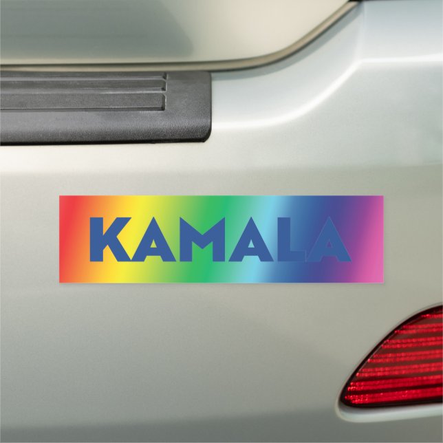 Kamala blue typography gradient rainbow lgbt car magnet (In Situ)